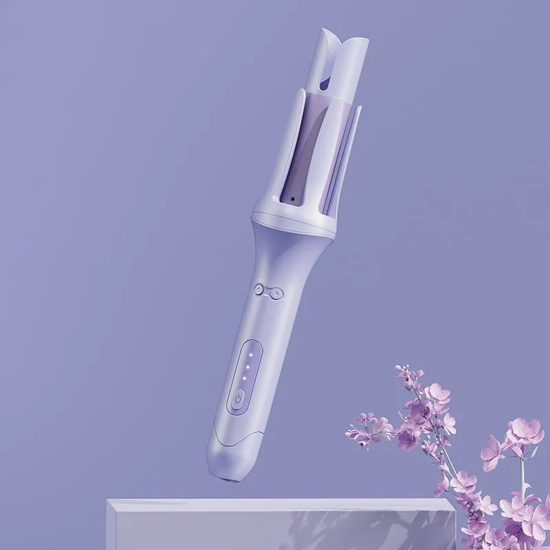 Blue automatic curling iron with 32mm tourmaline ceramic barrel and negative ions
