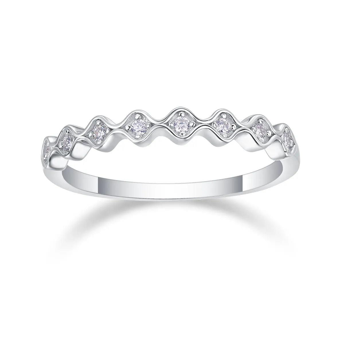 Moissanite wedding ring set S925 silver platinum-plated, under 0.1 carat, ring size 7, in gift box