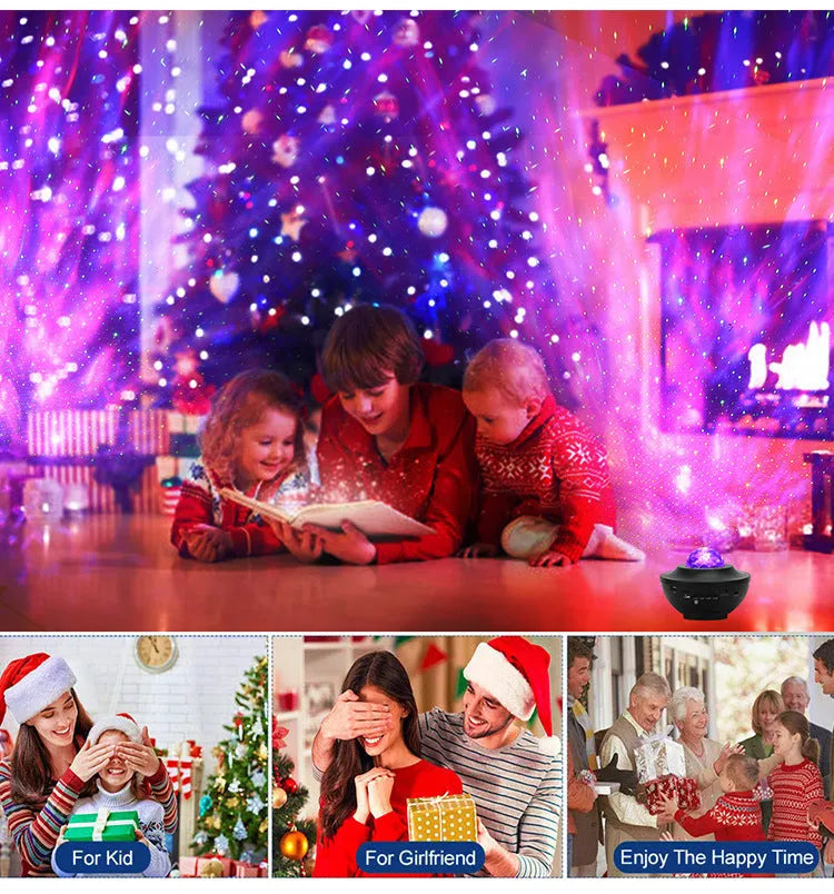 USB music player LED night light galaxy starry sky projector with Bluetooth remote control and 10 colours 360° rotation