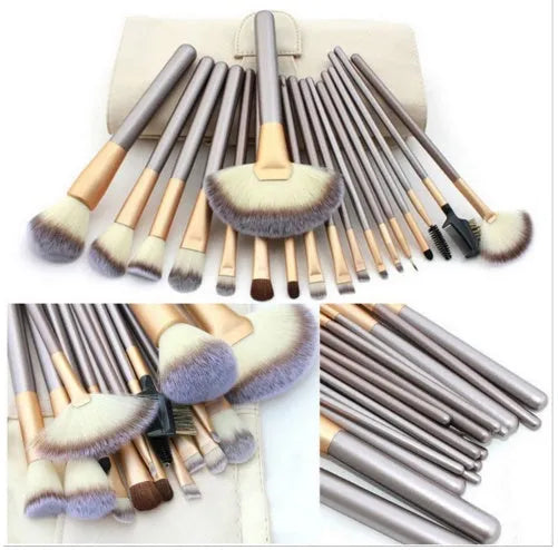 Persian make-up brush suit rice white with champagne handle set without logo
