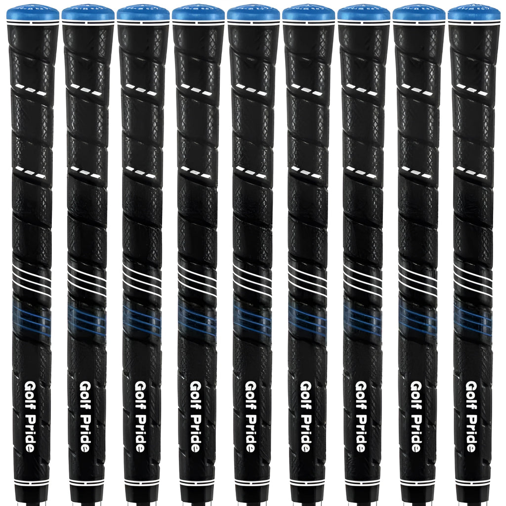 Blue PU golf grip for iron or wood clubs with non-slip surface pattern, midsize option