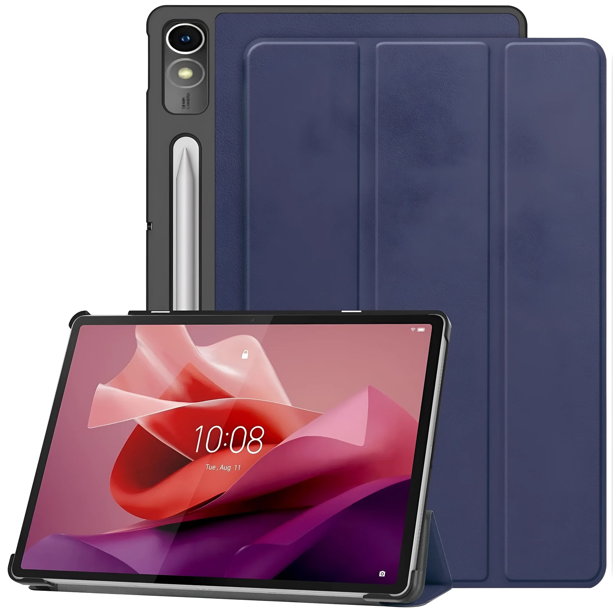 Lenovo Tab P12 12.7-inch tablet protective case in a three-fold stand position, showing one of the many available colour and pattern designs.