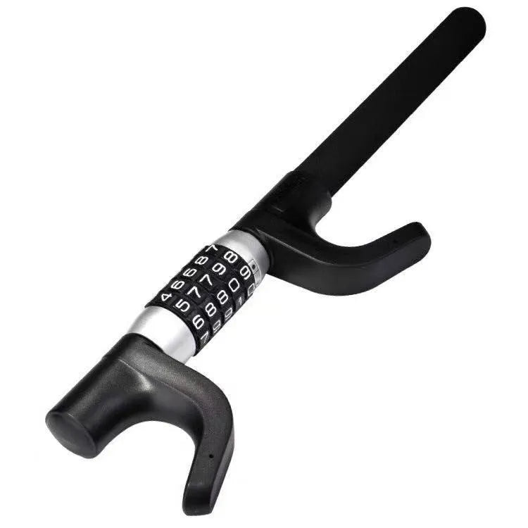 Password-protected alloy steel steering wheel U-lock for vehicle anti-theft security in black, blue, or red