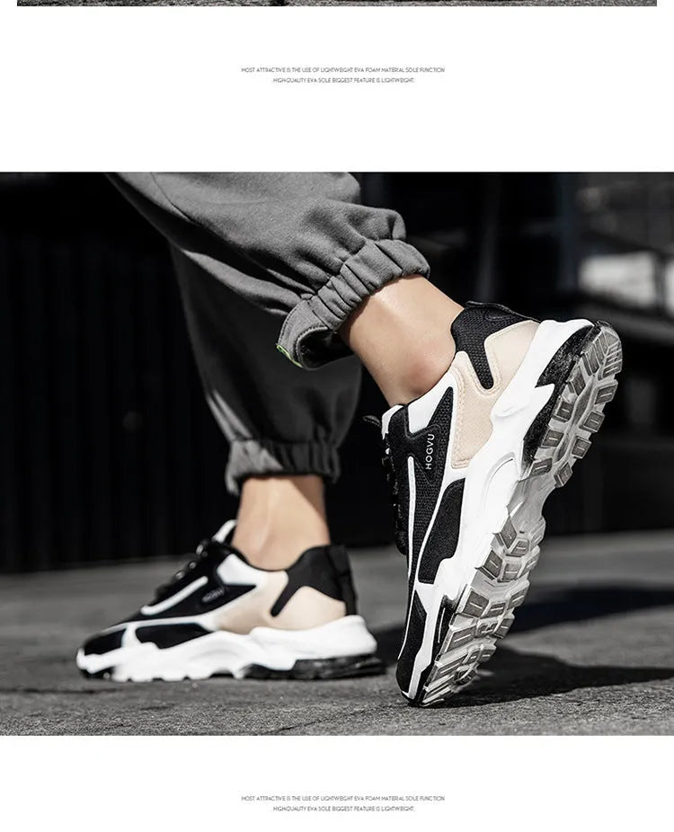 Men's breathable mesh running shoes with injection moulded sole, front lace-up, black and blue colour, size 39-44