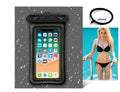 Orange PVC waterproof mobile phone pouch with a black rope lanyard attached.