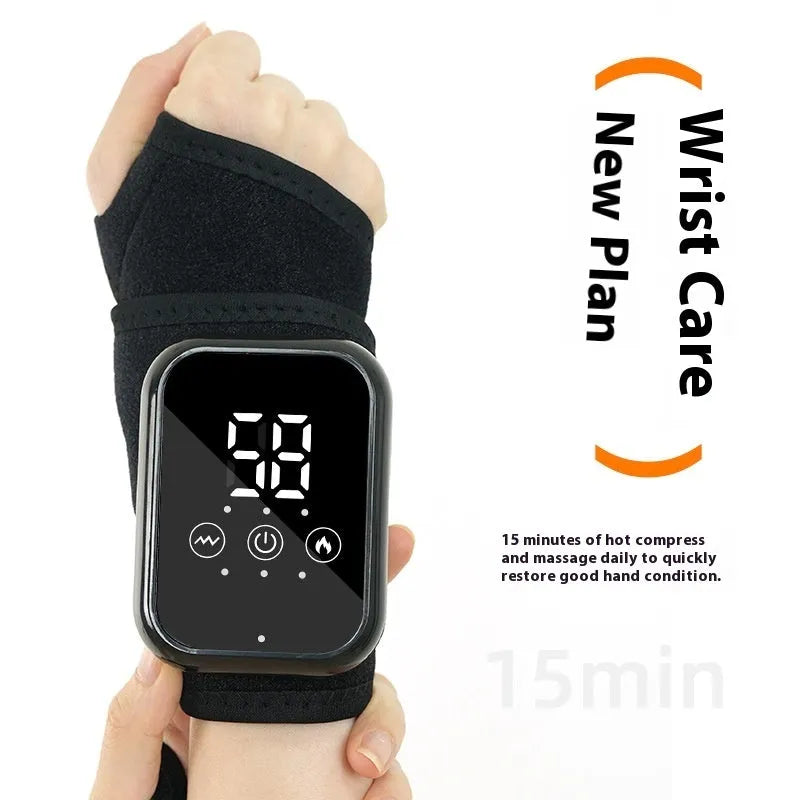 Black electric heating ankle sleeve wrapped around joint showing heating elements