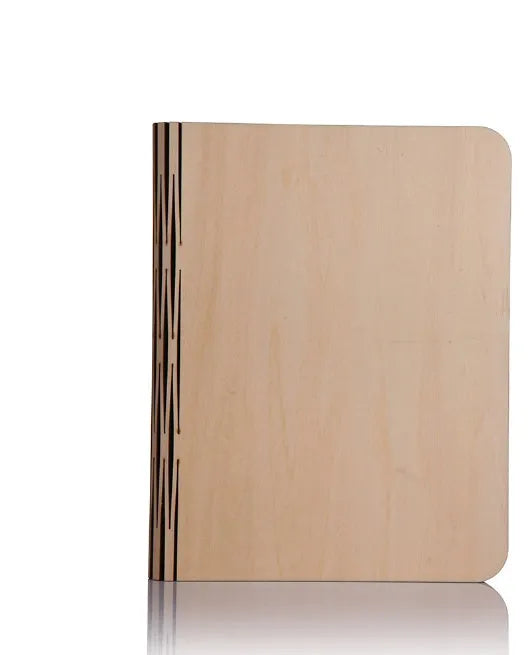 Solid wood book light in three sizes with USB cable showing white and warm white light options