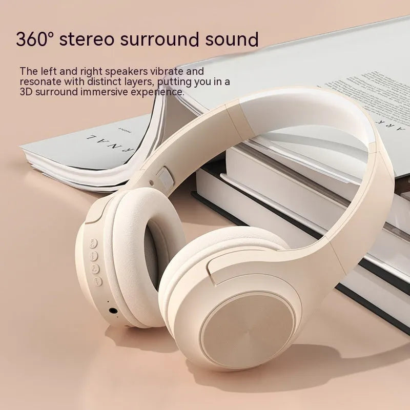 Wireless Bluetooth headset in Chalk Black colour with head-mounted design and charging case