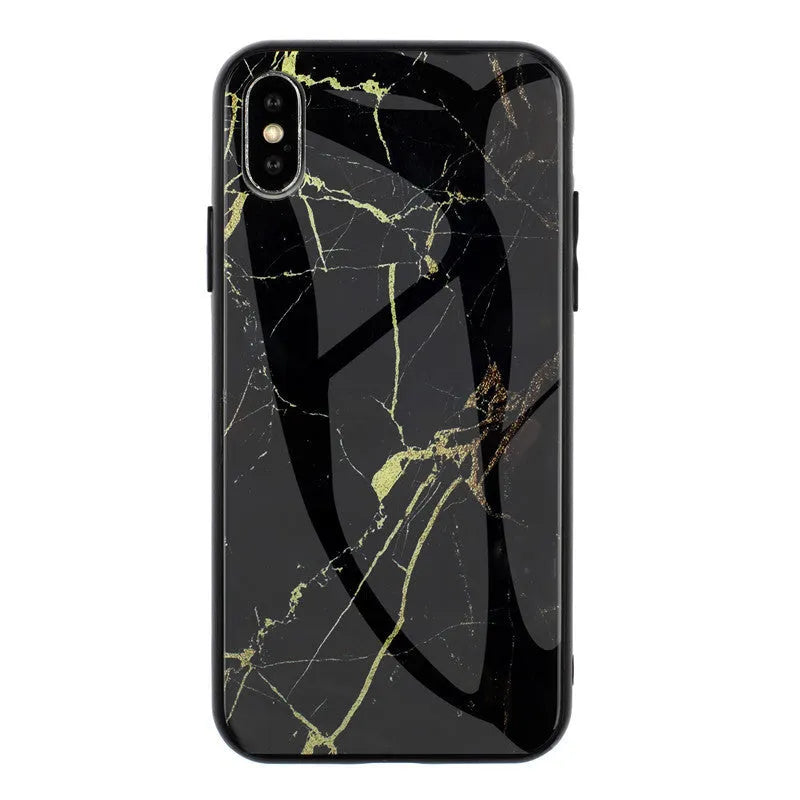 Huawei mobile phone case with marbled glass and TPU protective shell in blue colour.