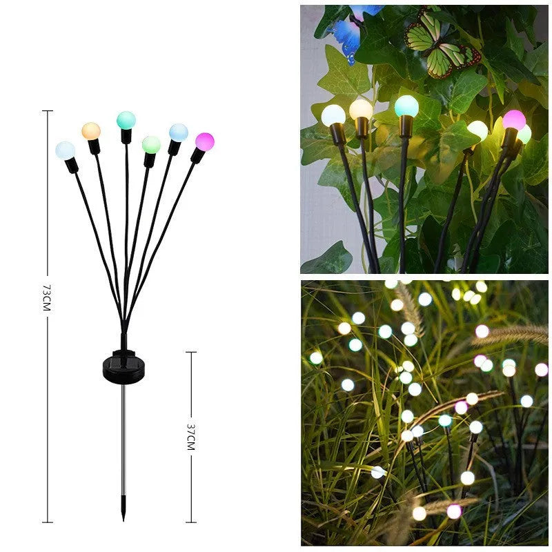 Solar-powered LED garden light with ground spike for soil installation in warm white or coloured lighting options