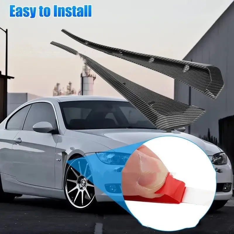 Car modification left and right fender blade side wing pair in black pack and carbon fibre rubber material