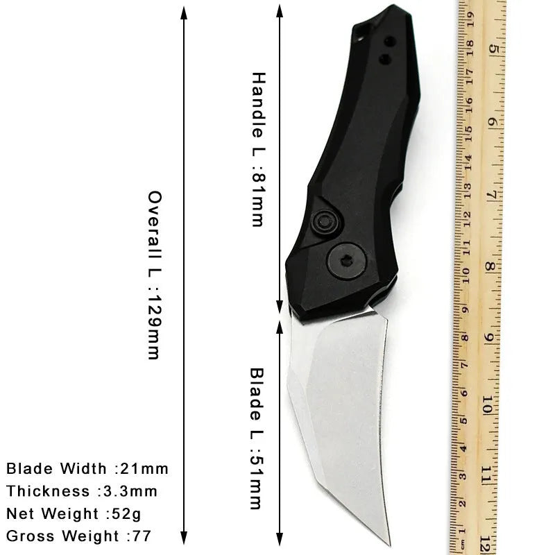Outdoor folding pocket knife showing compact 150mm length and available in black, grey, or green colours
