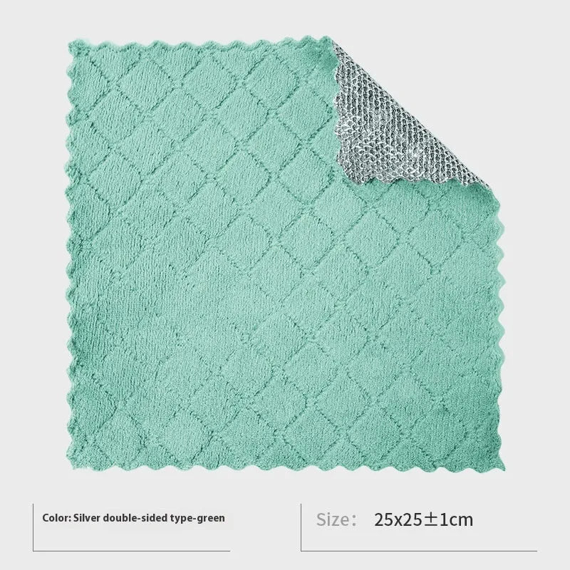 Silver wire microfibre cleaning rag for pots and bowls in 20x20cm and 25x25cm sizes with multiple style options