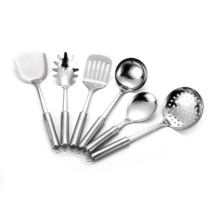 201 stainless steel anti-scalding kitchenware set with six tools including colander and stir-fried shovel