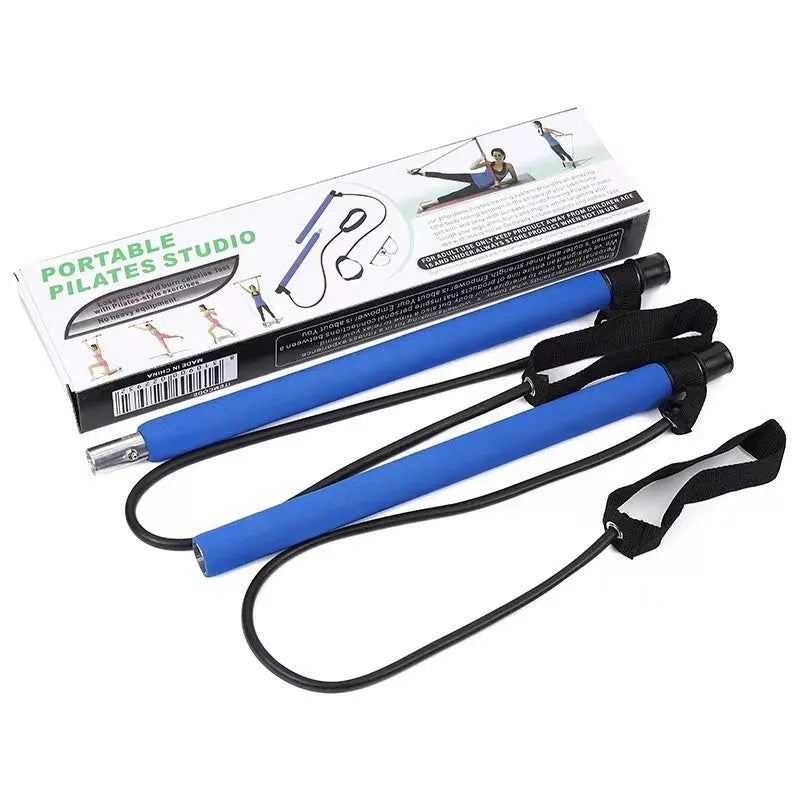 Adjustable fitness pulling rope in purple, pink, blue, or black colours for hip training and yoga