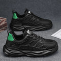 Men's white and black breathable mesh casual shoes with round toe design