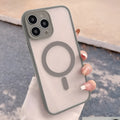 Transparent frosted magnetic hard PC phone case for iPhone with shockproof protection, available in multiple colours