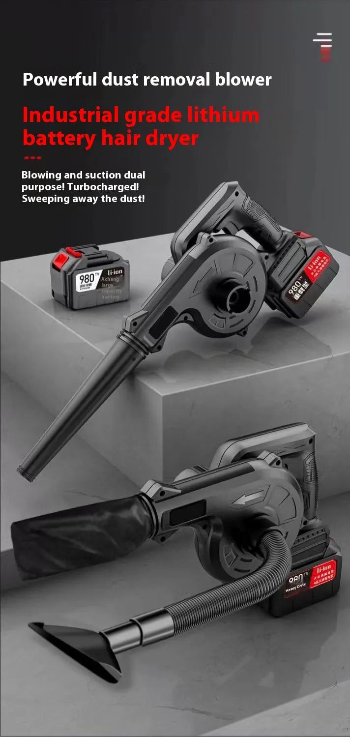 Blue lithium battery blower with 809W motor for blowing and suction dust collection