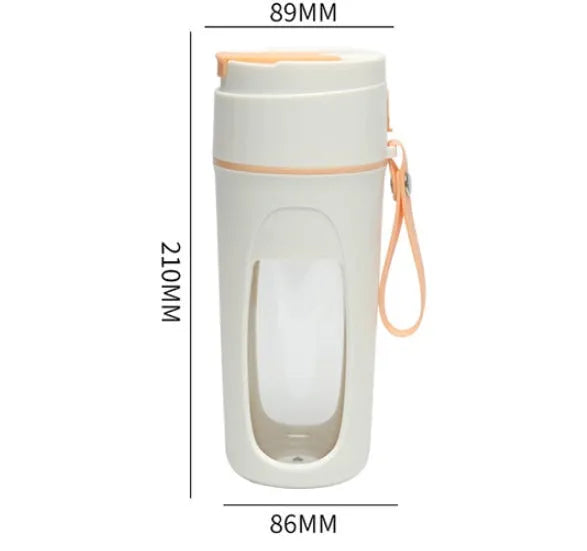 Portable USB blender juicer cup in grass green with borosilicate glass liner and USB cable