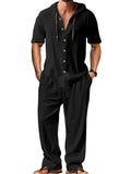 Men's grey cotton sports leisure suit with long sleeves and trousers on a hanger