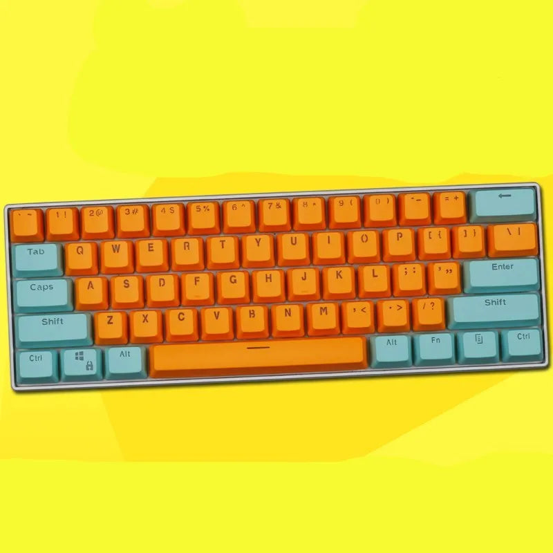 PBT transparent keycap set with OEM height profile and two-shot injection light-transmitting characters for 60% mechanical keyboards