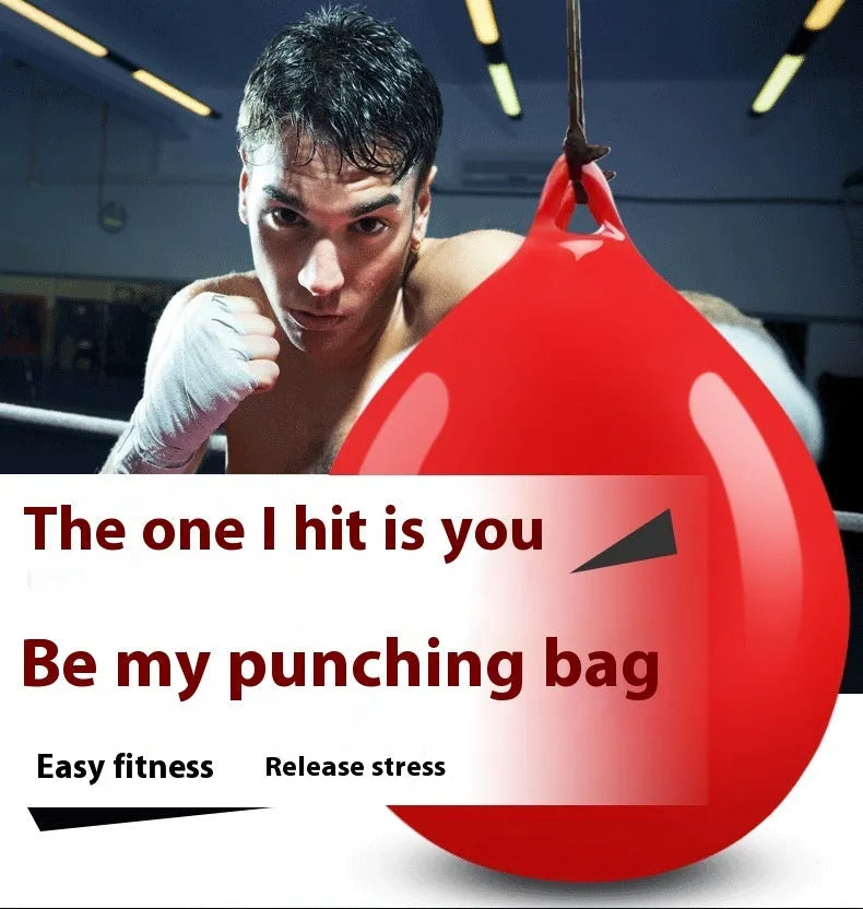 Red water-filled boxing reaction ball with hook rope for martial arts training