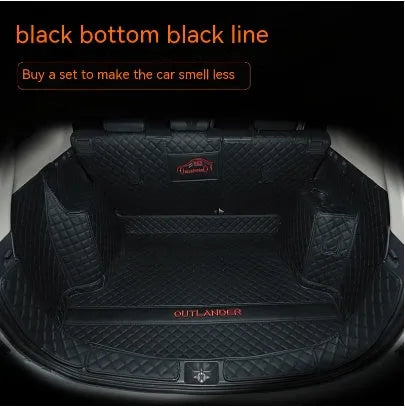 Custom 3D boot liner mat for Mitsubishi Outlander, shown in a black and beige colour combination.