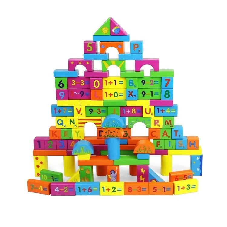 Large wooden assembled building blocks toy in barrel packing for infant aged 0-3 years
