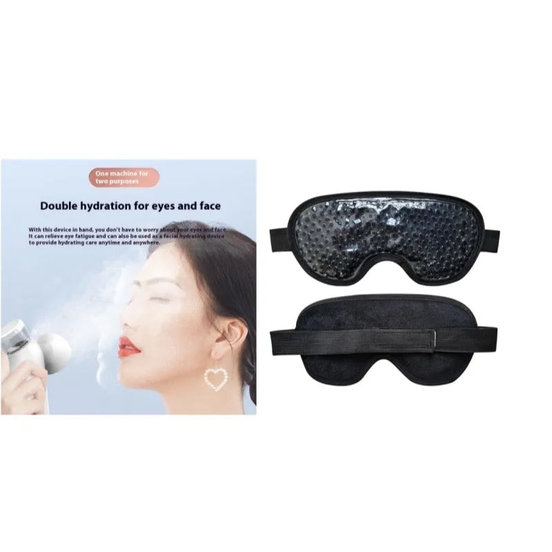 White portable rechargeable warm compress eye device with included eye mask and accessories