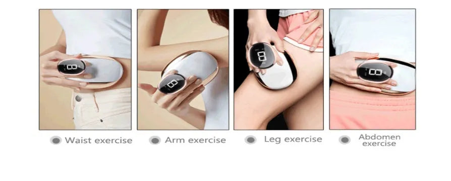 Rechargeable EMS body shaping massager with 6-level gym fitness and 6-level slimming modes, 1800mAh battery, pulse frequency 1000Hz, 156x90x66.5mm, for abdomen, back, arms, thighs, calves, white