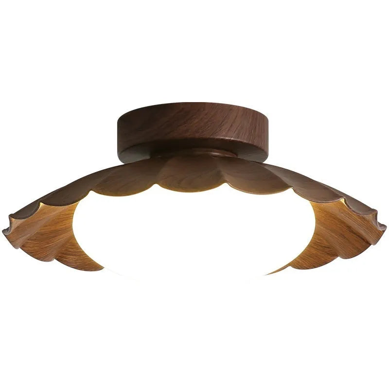 Mid-ancient silent balcony LED ceiling light round 25cm in beige colour with iron frame and acrylic shade