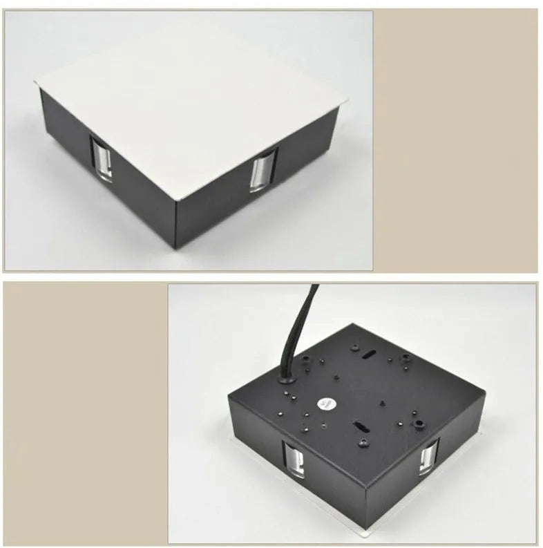 Square and round modern LED wall light with aluminium body and iron lampshade