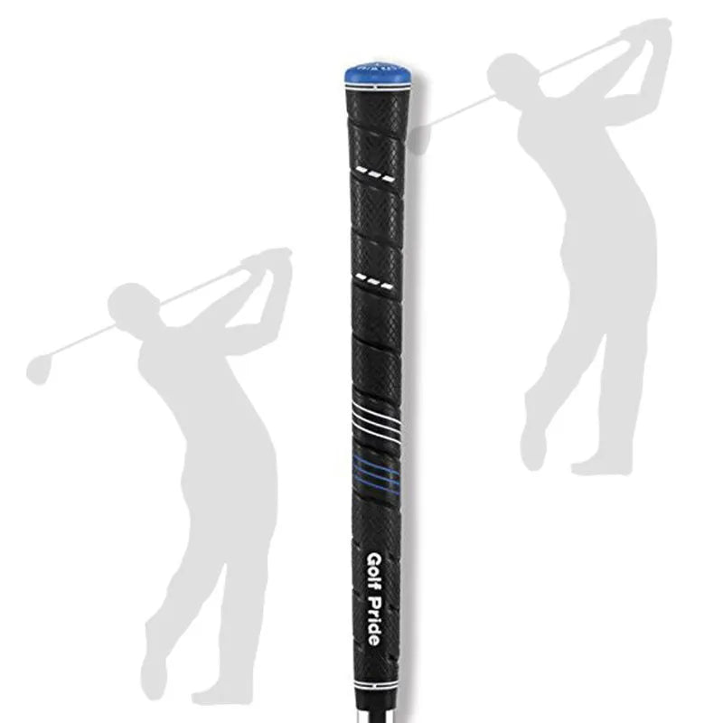 Blue PU golf grip for iron or wood clubs with non-slip surface pattern, midsize option