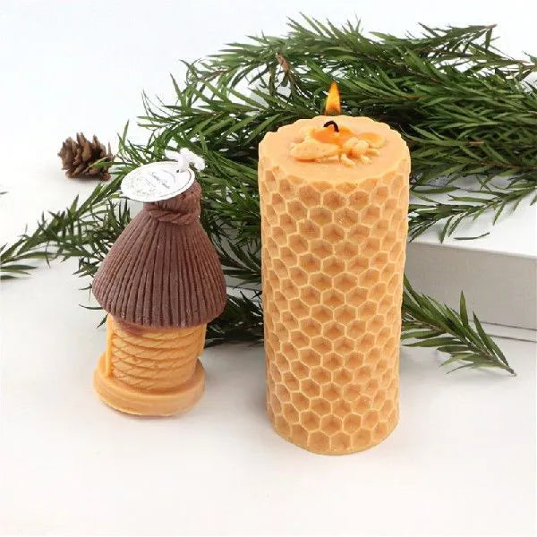 3D honeycomb silicone candle mould in white, irregular shape for DIY scented candle making