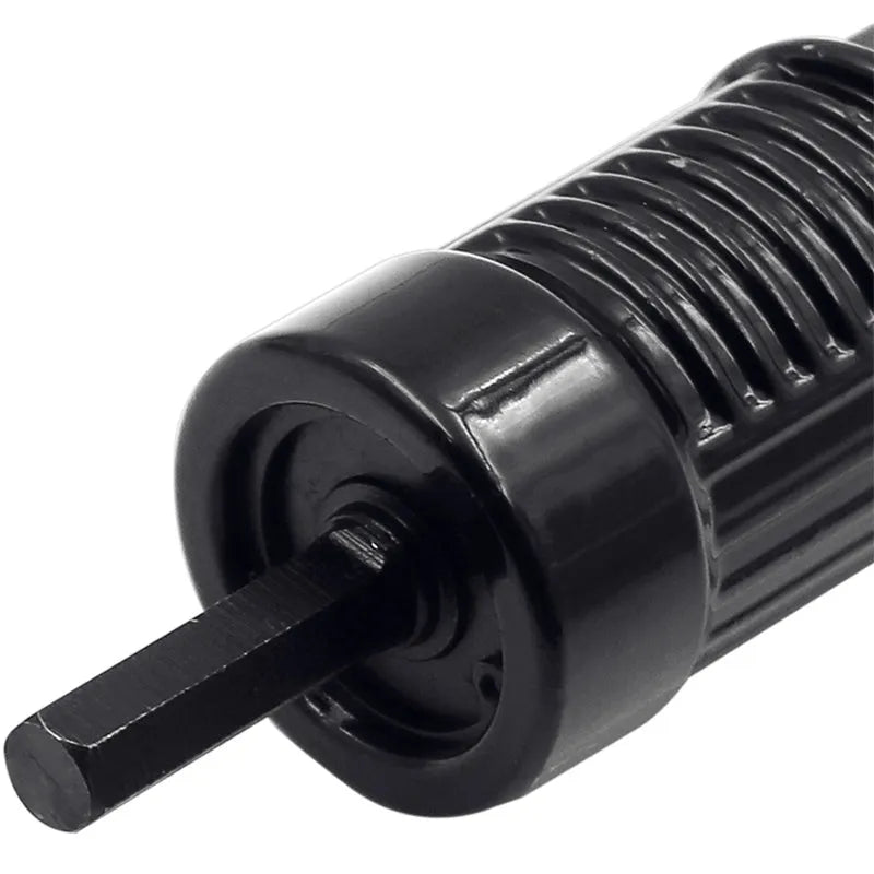 Black metal electric drill rivet gun tool with three-jaw chuck measuring 173mm long