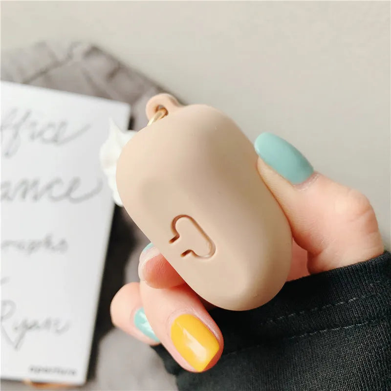 Colourful cylinder ice cream design printed on a silicone protective case for Apple AirPods 2.