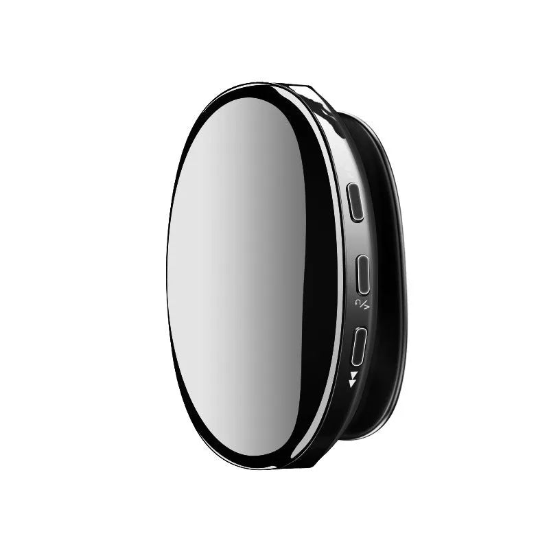 Blue Bluetooth MP4 music player with OLED screen showing menu, next to headphones.