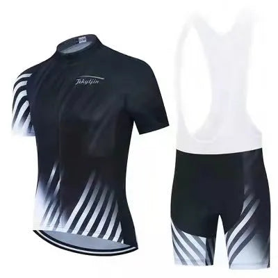 Cycling jersey and pants set for summer riding with moisture wicking properties