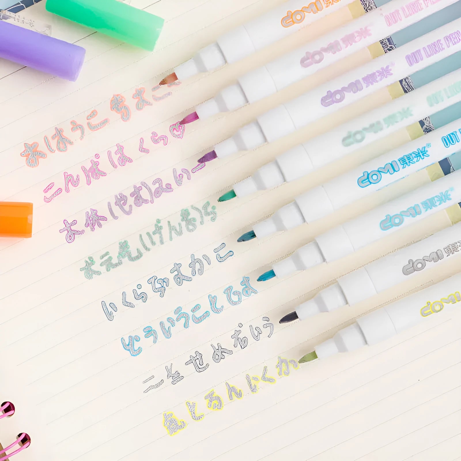 Set of eight multicolor plastic highlighters with assorted refill colours, 1mm tip, 140mm length