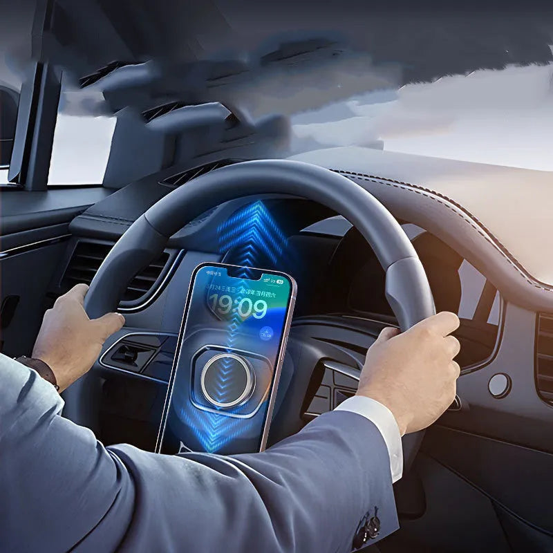 Obsidian black alloy magnetic car phone holder with centripetal force mechanism