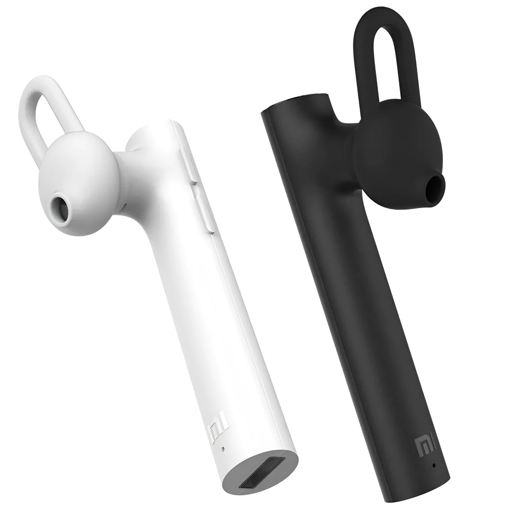 Black and white wireless Bluetooth headset showing compact 5.6cm size with V4.1 Bluetooth technology