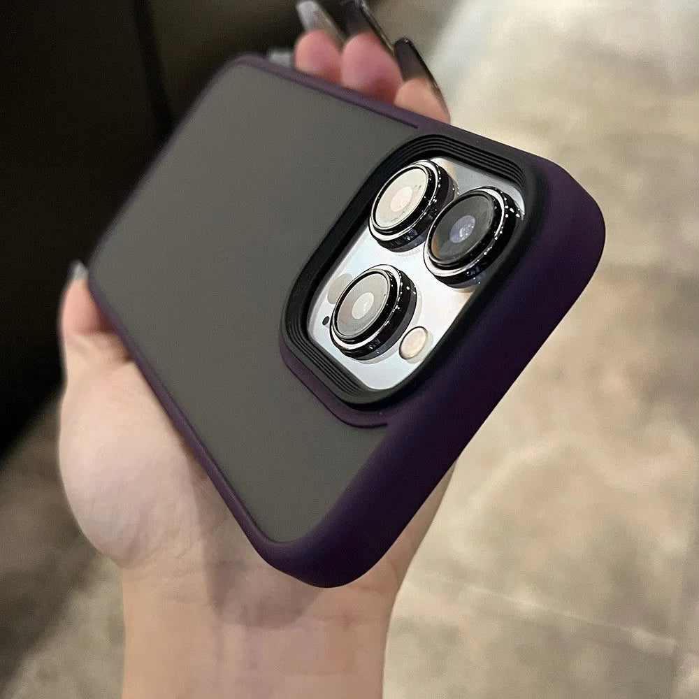PC+TPU frosted Magsafe phone case for iPhone 15 Pro Max in Titanium Grey with anti-fingerprint surface