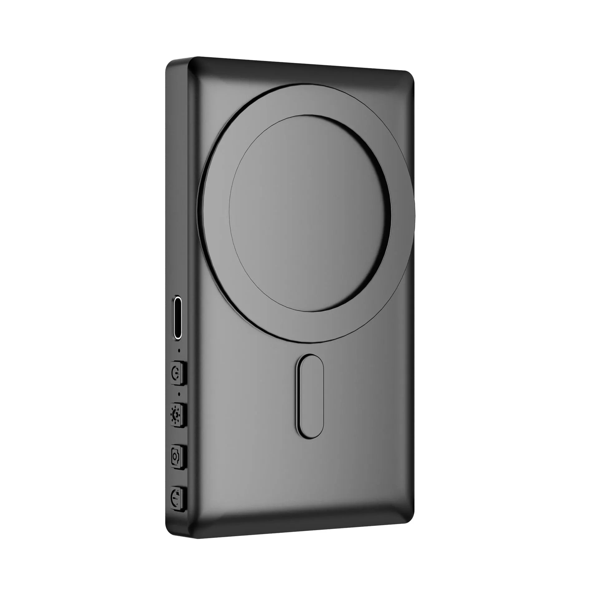Black magnetic phone rear projector showing 103.48mm HD display screen with wireless connectivity ports