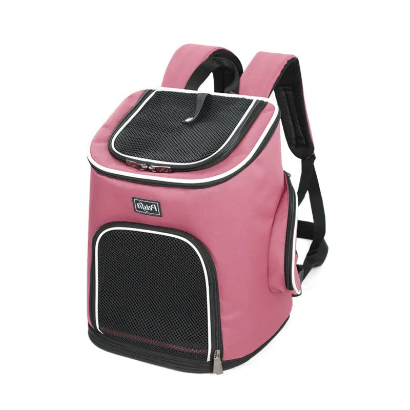 Blue pet dog backpack made from Oxford cloth and hexagonal mesh, designed for carrying small pets up to 15 jin