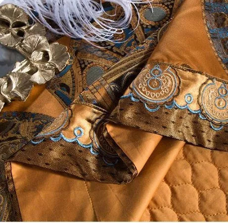 Luxury embroidery villa four-piece set European court style bedding in cotton with 100 thread count