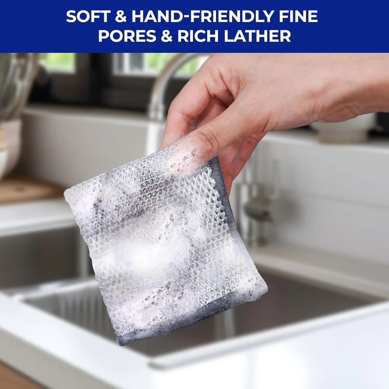 Silver wire microfibre cleaning rag for pots and bowls in 20x20cm and 25x25cm sizes with multiple style options