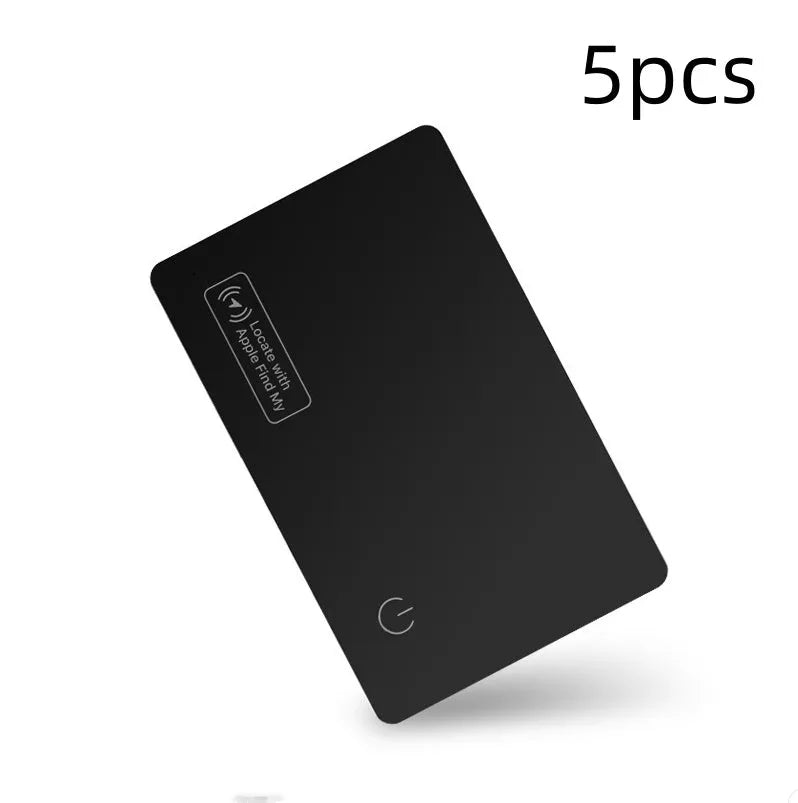 Black ultra-thin Apple anti-loss card with wallet-sized dimensions and MFI certification