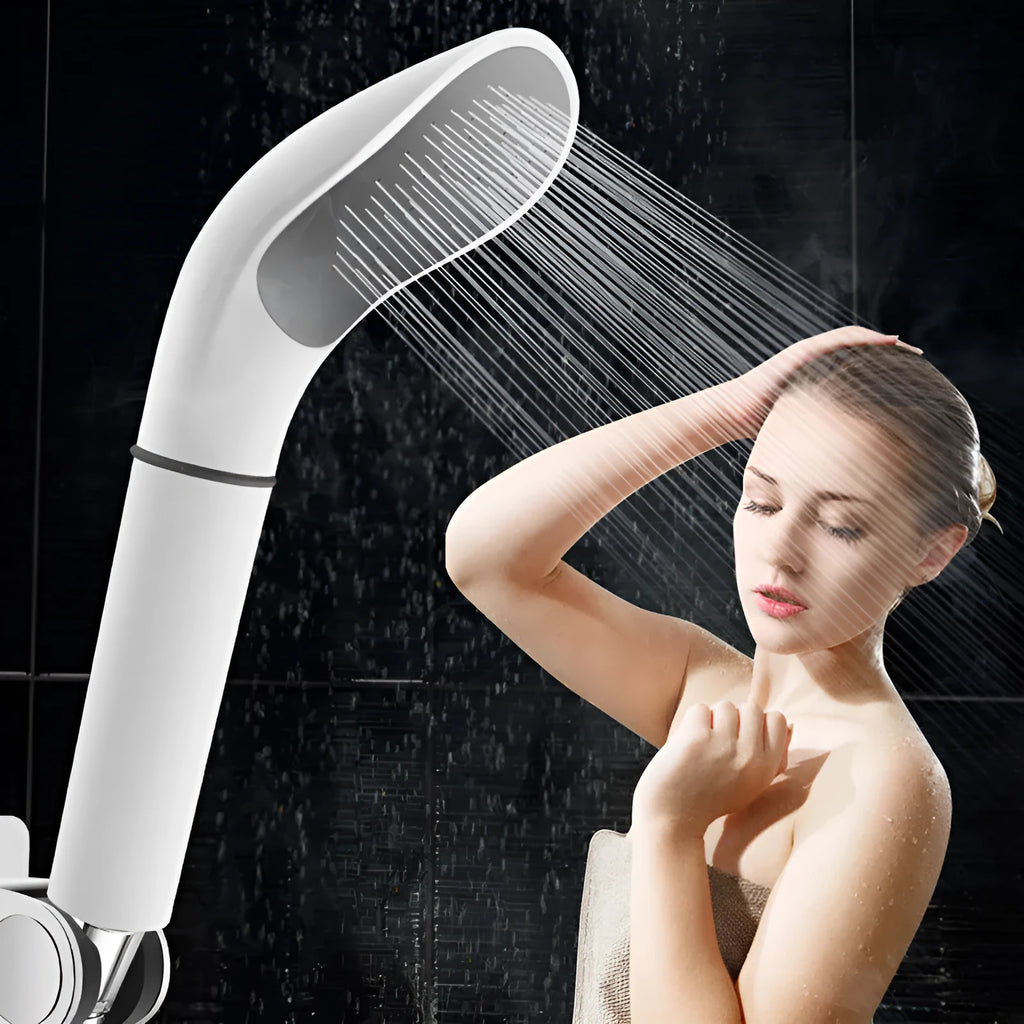 Plastic water saving filter shower head with black finish and rain spray function