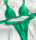 bikini pleated split strap knotted pure colour solid colour swimsuit for women swimming wading sports polyester cotton blend lining