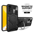 Motorola bracket sliding window phone case in black with magnetic suction and anti-fall TPU PC back cover